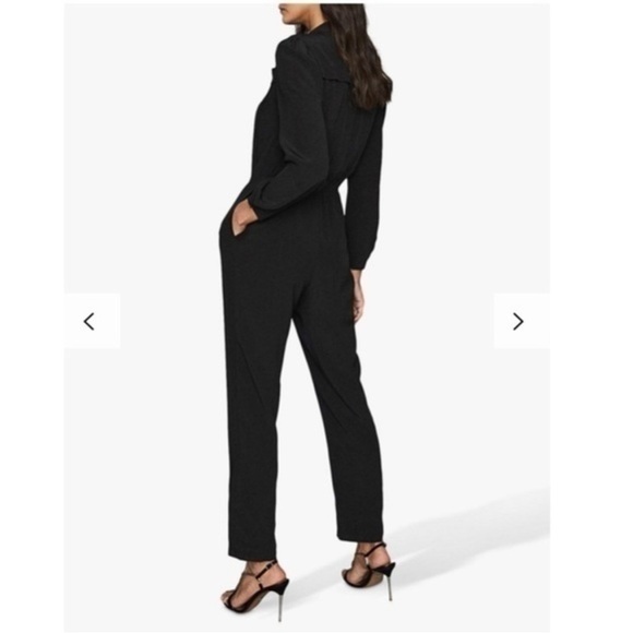 REISS Selena Utility Black Jumpsuit - Picture 4 of 15